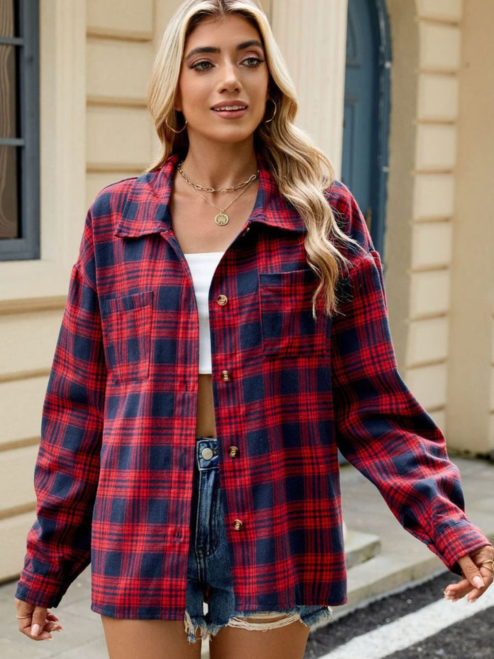 Ley Koszula Damska – Elegancka Koszula w Kratę z Długim Rękawem w Stylu Casual Chic