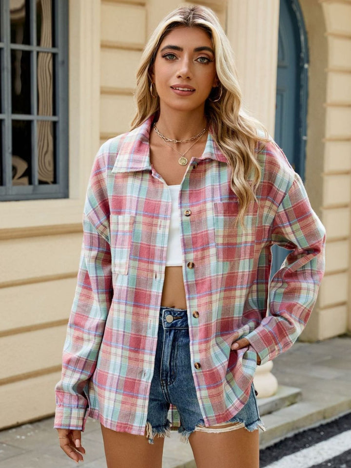 Ley Koszula Damska – Elegancka Koszula w Kratę z Długim Rękawem w Stylu Casual Chic