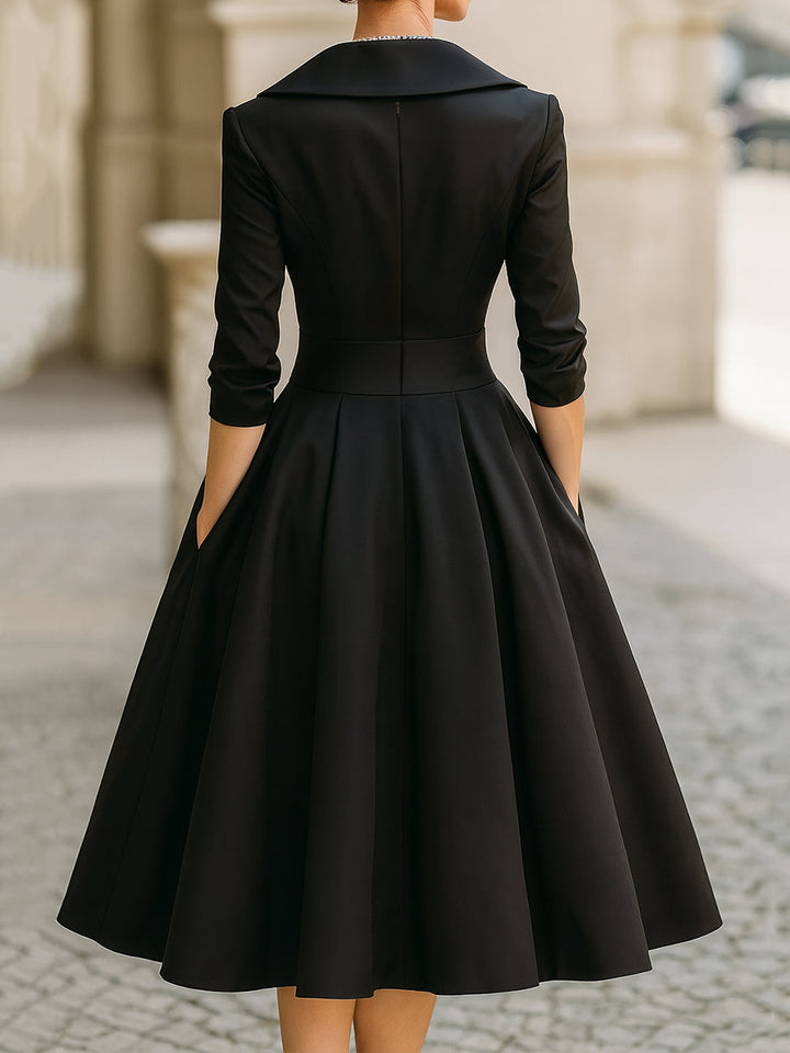 Lea | Elegancka sukienka midi z drapowaniem i sylwetką A-line