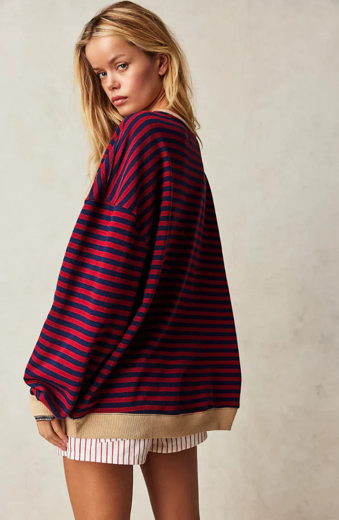 Lucy Damski Sweter – Wygodny Sweter z Luźnym Krojem, Ponadczasowe Paski & Stylowy Design