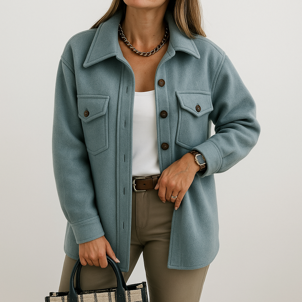 Kayleigh Koszula Damska – Beżowa Oversize o Prostym Kroju, w Stylu Eleganckim i Swobodnym