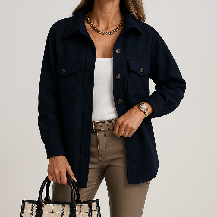 Kayleigh Koszula Damska – Beżowa Oversize o Prostym Kroju, w Stylu Eleganckim i Swobodnym