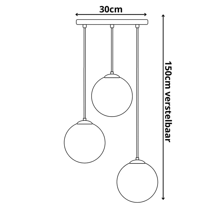 Lampa Wisząca 3-Punktowa Kule Szkło Dymione Czarna Industrialna Salon Jadalnia LED