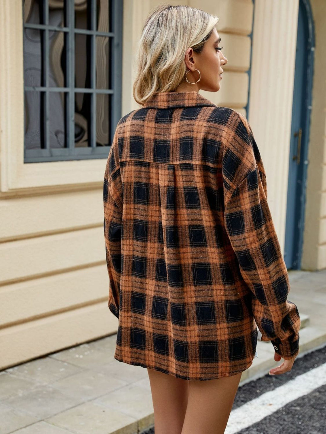 Ley Koszula Damska – Elegancka Koszula w Kratę z Długim Rękawem w Stylu Casual Chic