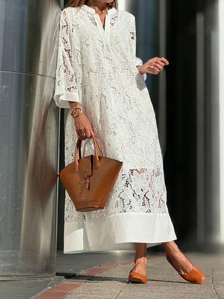 Jennylyn Sukienka Maxi Damska – Długa Przewiewna Sukienka z Koronki w Letnim Stylu Boho i Oddychającym Komforcie