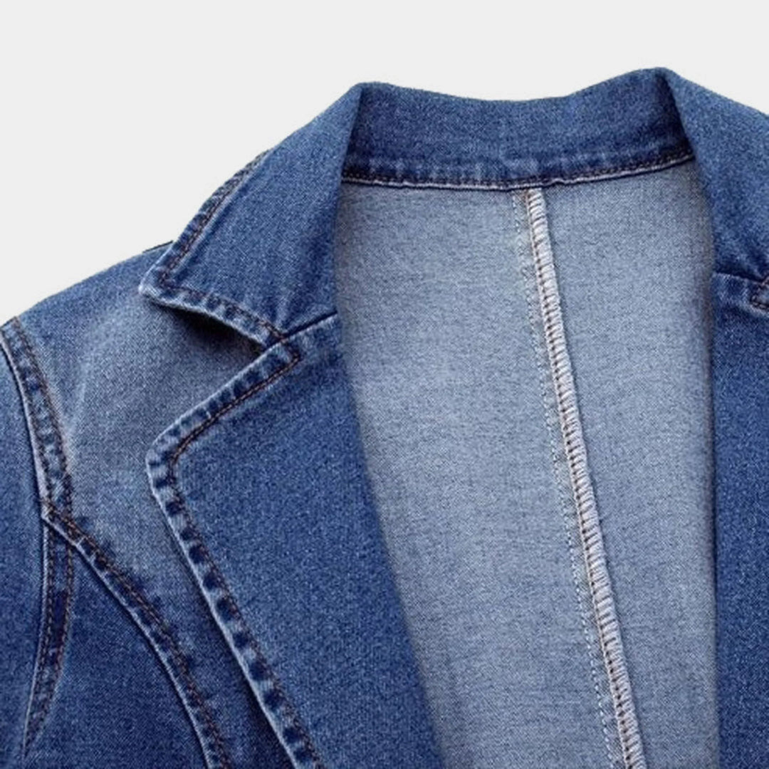 Magdalena Marynarka Damska – Nowoczesna Marynarka z Denimu, Elegancka i Uniwersalna na Każdą Okazję