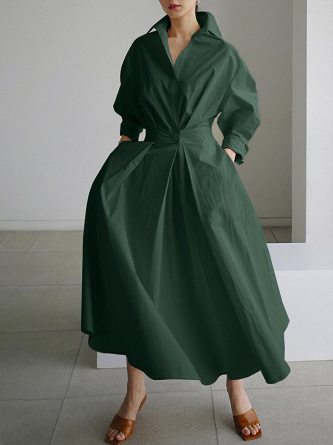 Lucie Sukienka Midi Damska – Fason podkreślający sylwetkę z guzikami, lekki i ponadczasowy design
