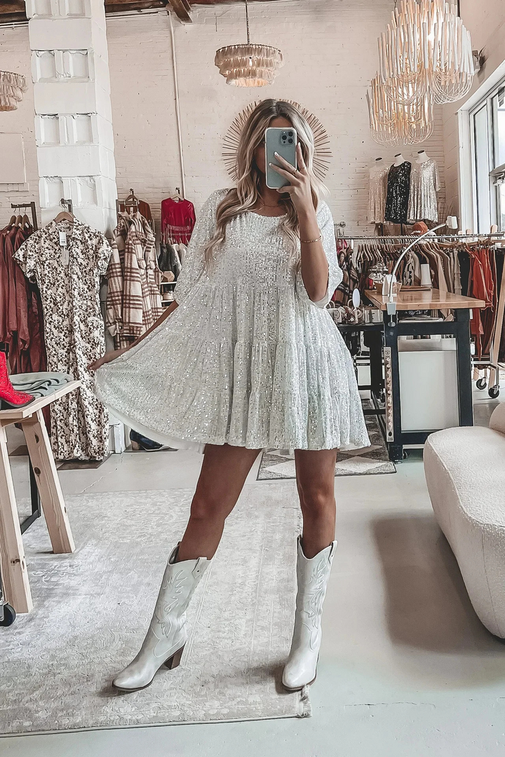 Lilia | Stylowa Sukienka z Cekiny w Luźnym Kroju