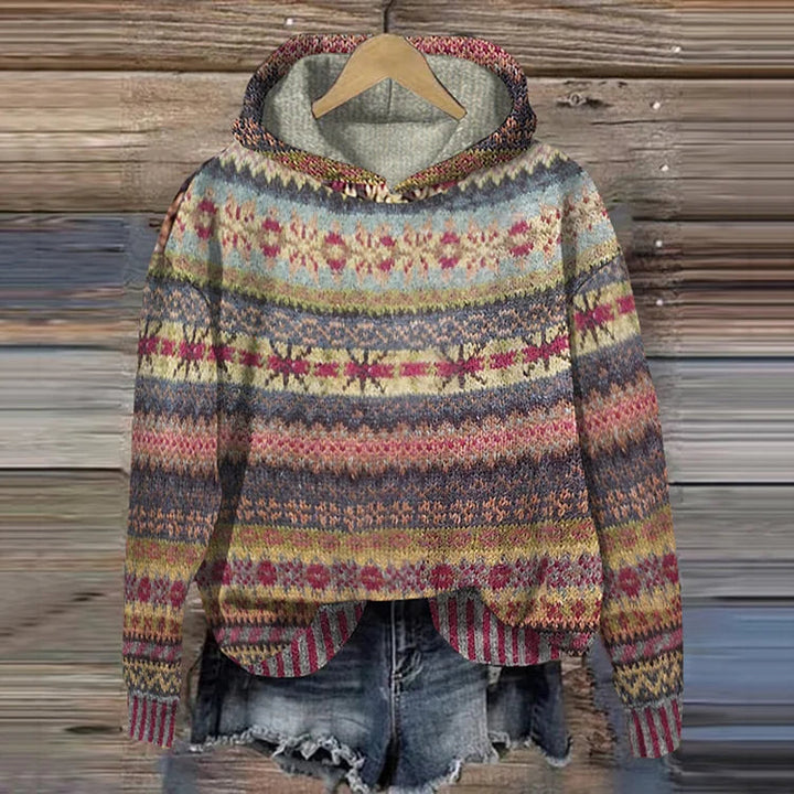 Gwen Bluza Damska – Wygodna Bluza z Kapturem w Stylu Retro Etnicznym & Casual