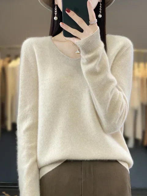 Lily Sweter Damski – Elegancki Sweter z Miękkiej i Wygodnej Mieszanki Dzianiny z Długim Rękawem
