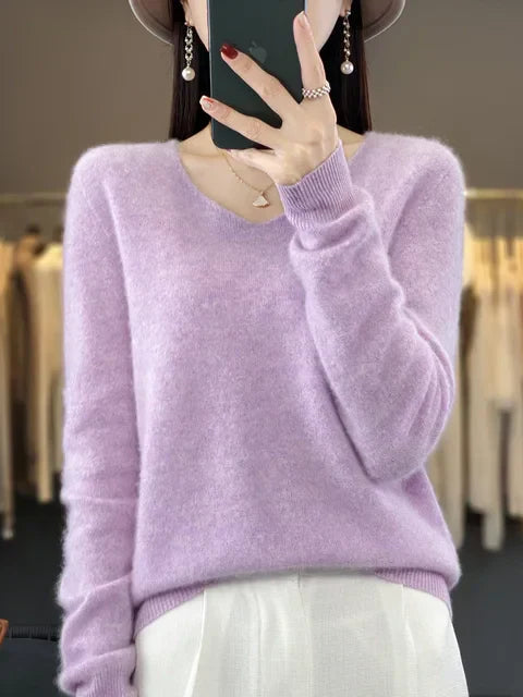 Lily Sweter Damski – Elegancki Sweter z Miękkiej i Wygodnej Mieszanki Dzianiny z Długim Rękawem