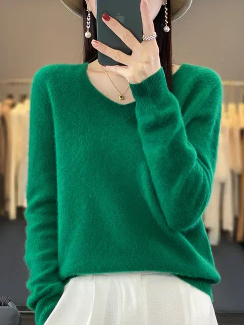 Lily Sweter Damski – Elegancki Sweter z Miękkiej i Wygodnej Mieszanki Dzianiny z Długim Rękawem