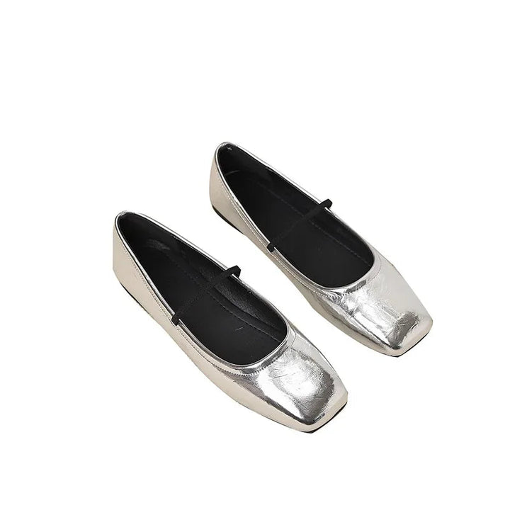 Maggie Baleriny Damskie – Eleganckie i Nowoczesne Buty Metalizowane z Kwadratowym Noskiem