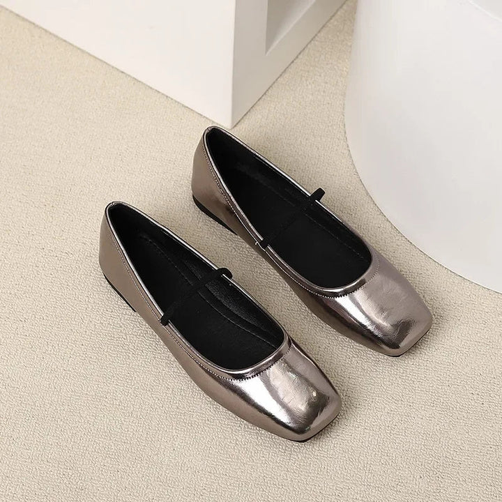 Maggie Baleriny Damskie – Eleganckie i Nowoczesne Buty Metalizowane z Kwadratowym Noskiem