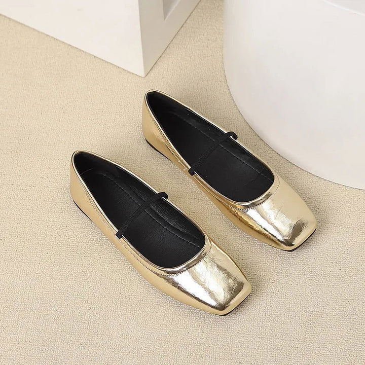 Maggie Baleriny Damskie – Eleganckie i Nowoczesne Buty Metalizowane z Kwadratowym Noskiem