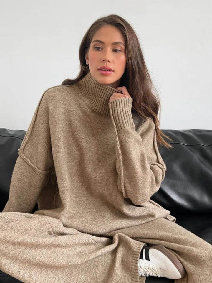 Liora | Minimalistyczny Zestaw Dzianinowy z Eleganckim Golfem