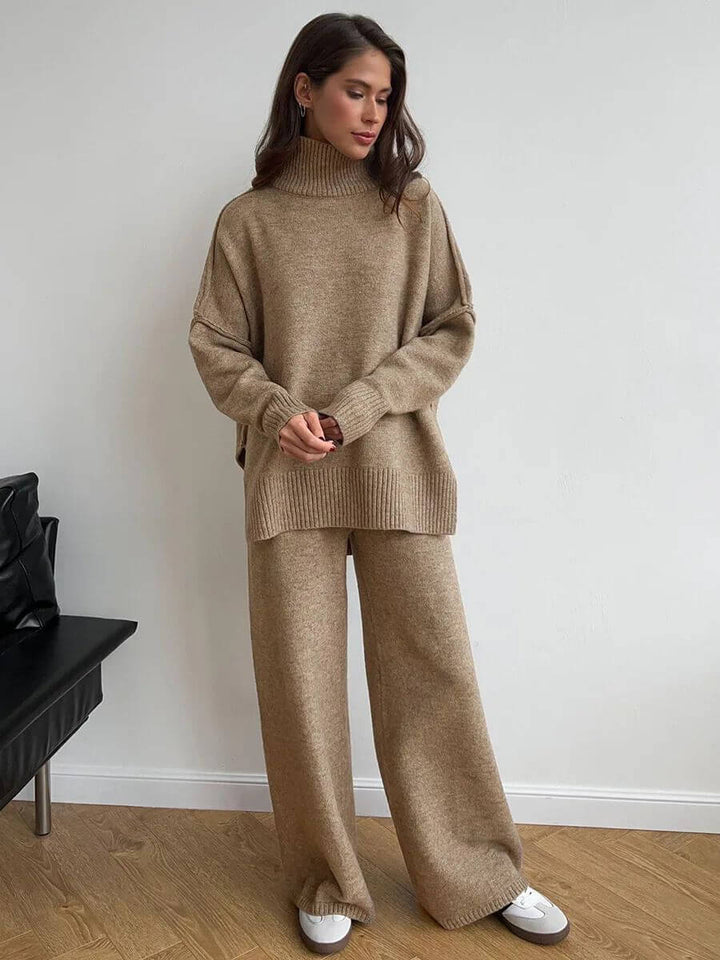 Liora | Minimalistyczny Zestaw Dzianinowy z Eleganckim Golfem