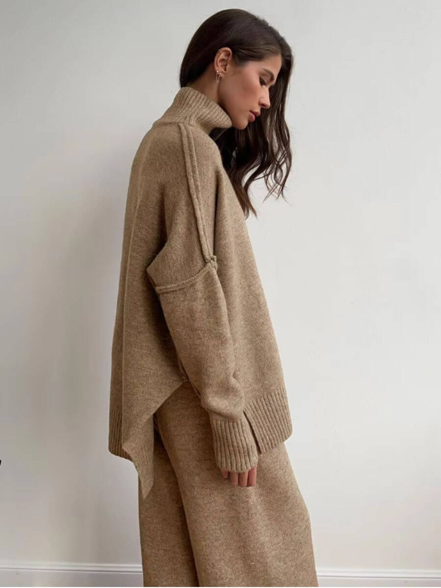 Liora | Minimalistyczny Zestaw Dzianinowy z Eleganckim Golfem