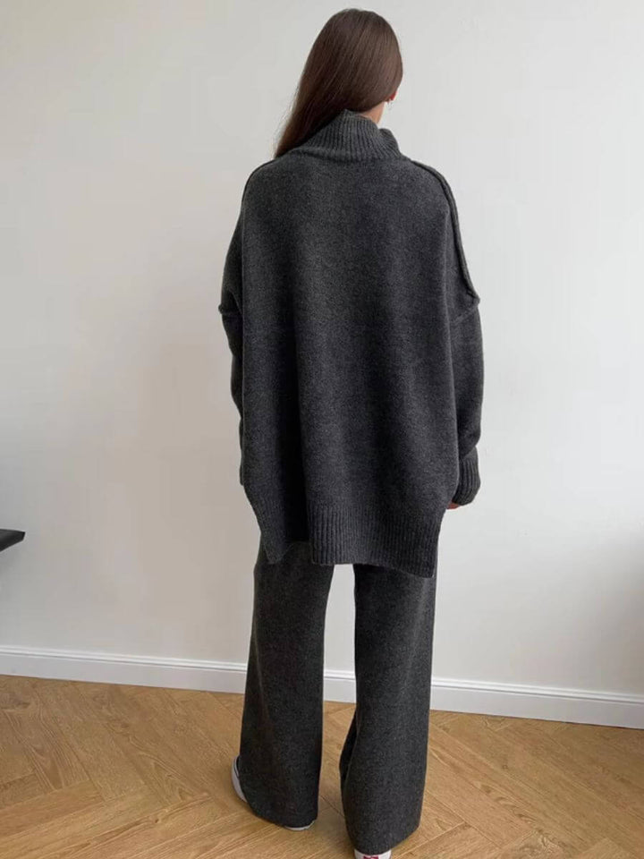 Liora | Minimalistyczny Zestaw Dzianinowy z Eleganckim Golfem