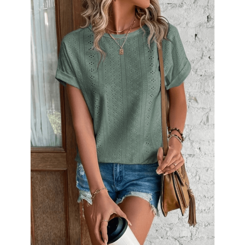 Isaure Damska Bluzka Haftowana – Lekki Materiał, Krótkie Rękawy i Elegancko Casualowy Styl marki Looksy