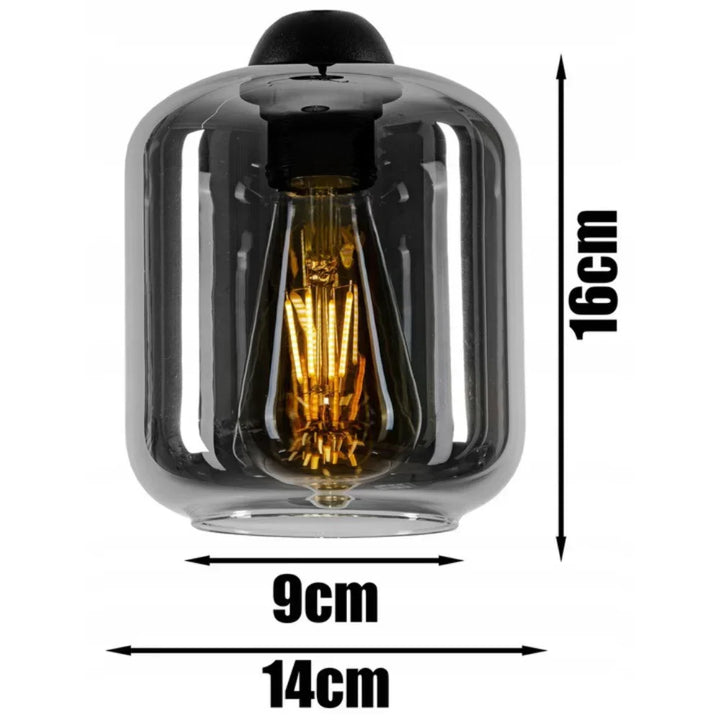 Lampa Wisząca Podłużna 3-Punktowa Szkło Dymione Czarna Nowoczesna LED Salon Kuchnia 60cm