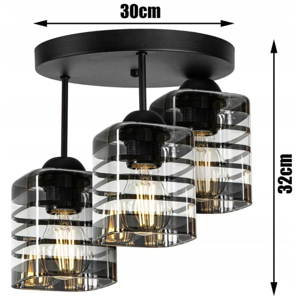 Lampa Sufitowa Industrialna 3-Punktowa „Glasstreep”