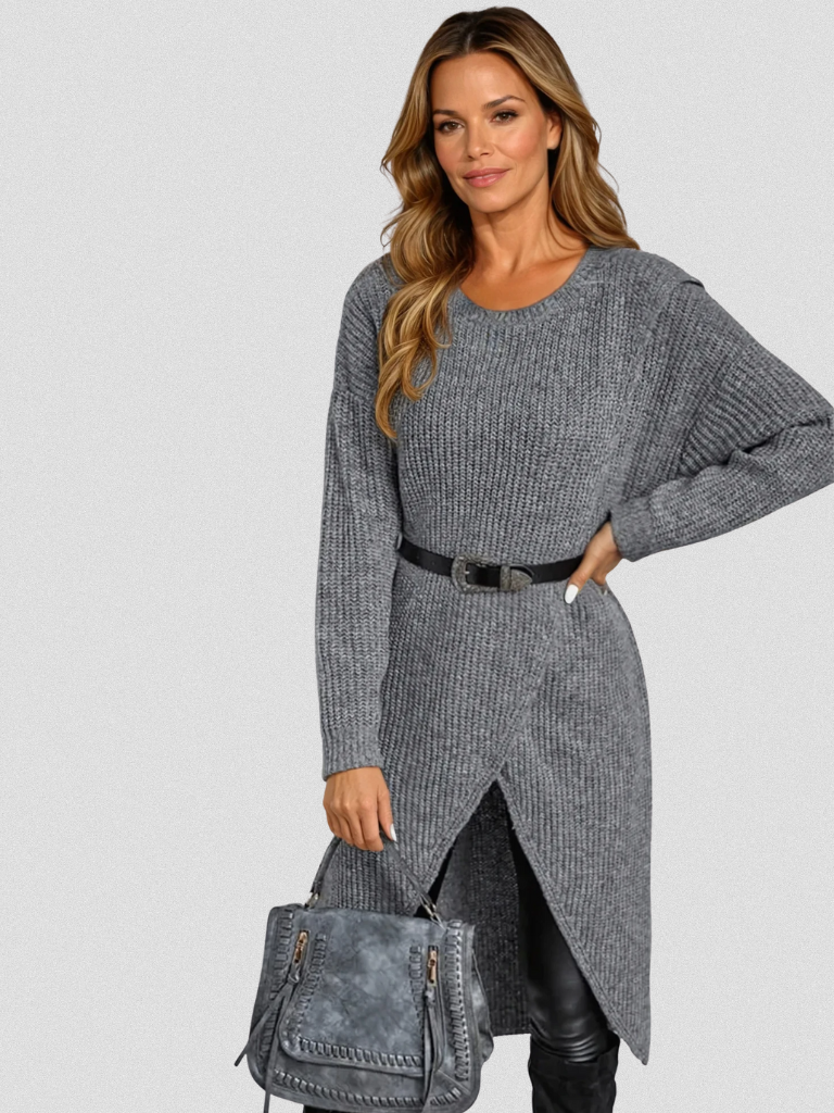 Inara | Elegancka sukienka dzianinowa z długim rękawem