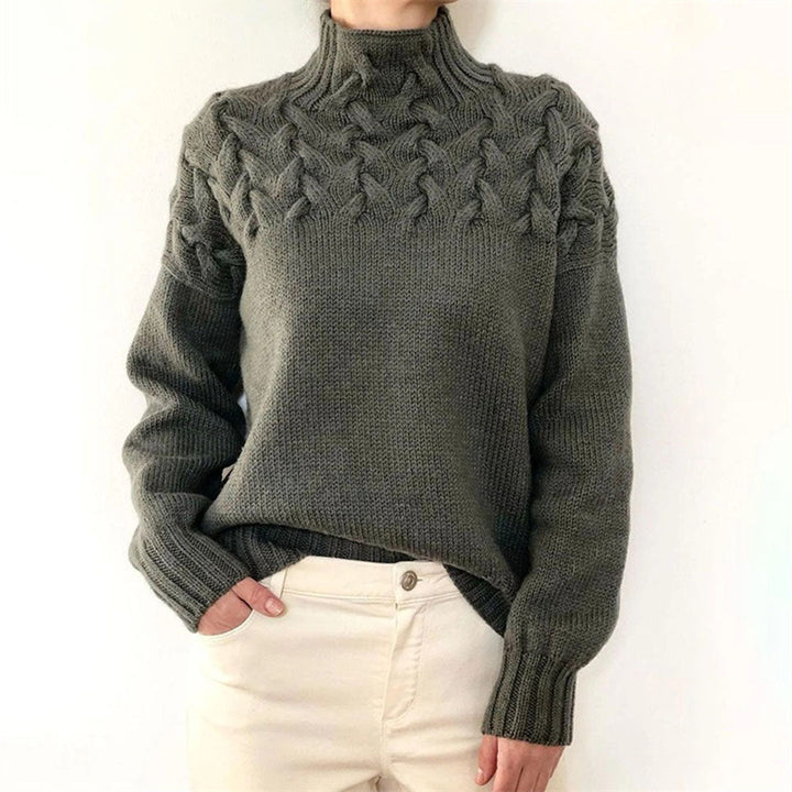 Mikayla Sweter Damski – Ciepły i Elegancki Sweter z Dzianiny z Golfem na Zimę