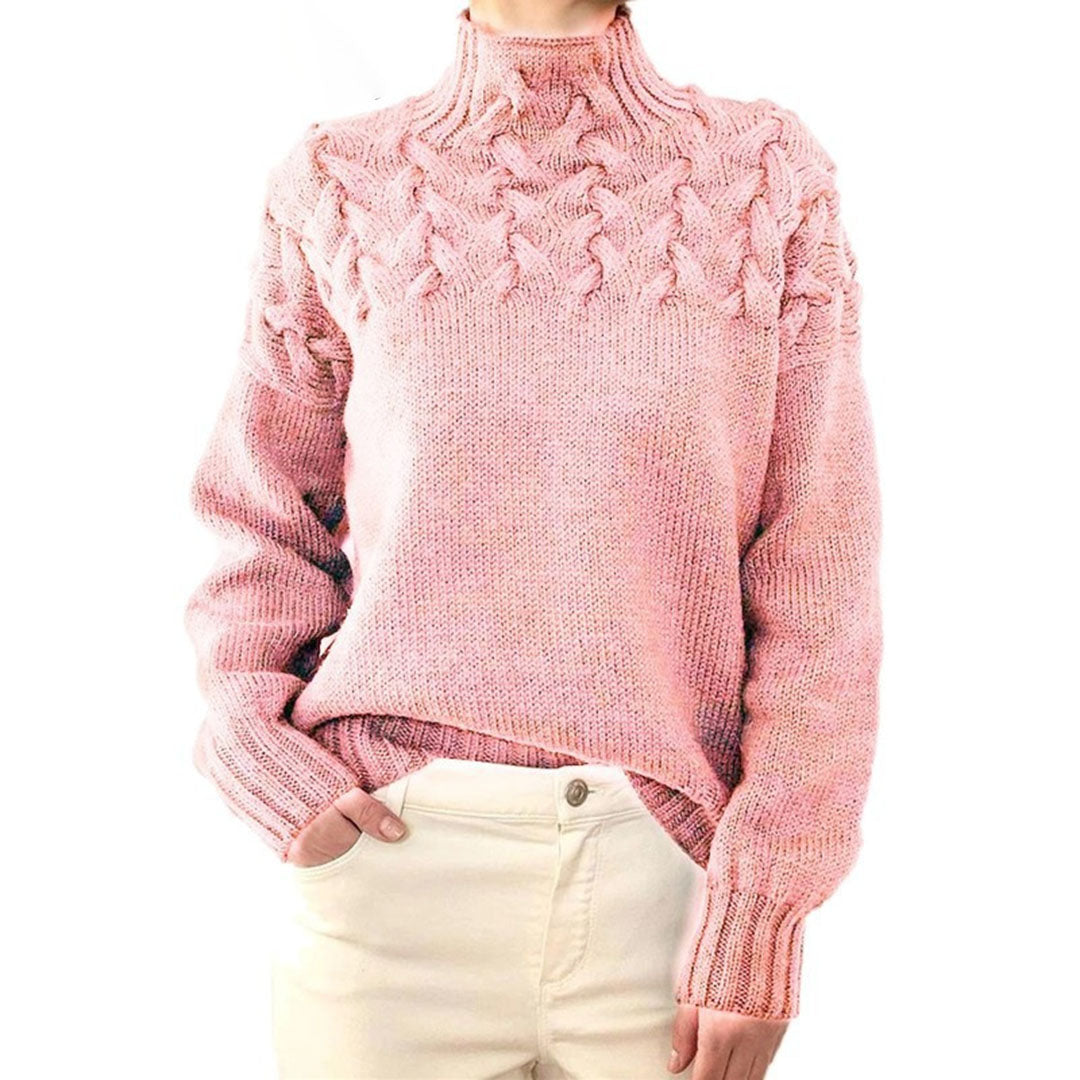 Mikayla Sweter Damski – Ciepły i Elegancki Sweter z Dzianiny z Golfem na Zimę