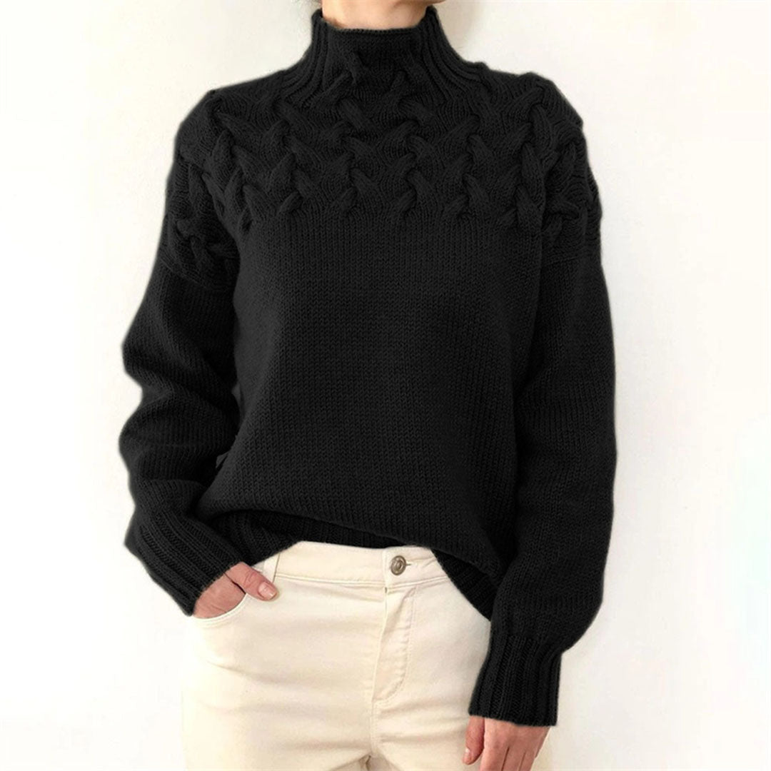 Mikayla Sweter Damski – Ciepły i Elegancki Sweter z Dzianiny z Golfem na Zimę