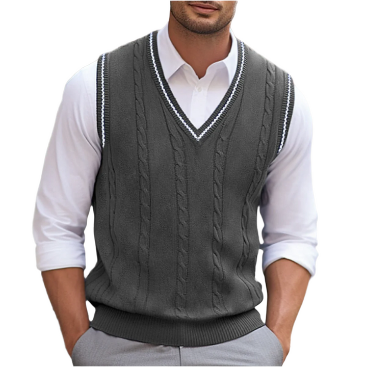 Kyson Sweter Męski – Elegancki i Wygodny Bezrękawnik z Dekoltem V w Nowoczesnym Stylu