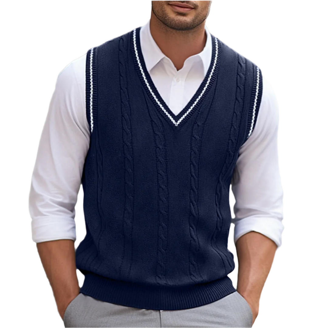 Kyson Sweter Męski – Elegancki i Wygodny Bezrękawnik z Dekoltem V w Nowoczesnym Stylu