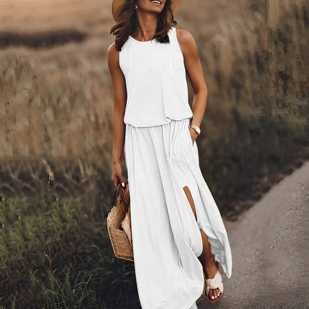 Gianna Sukienka Damska Maxi – Retro Sukienka Bez Rękawów z Zwiewnym Krojem i Letnim Stylem
