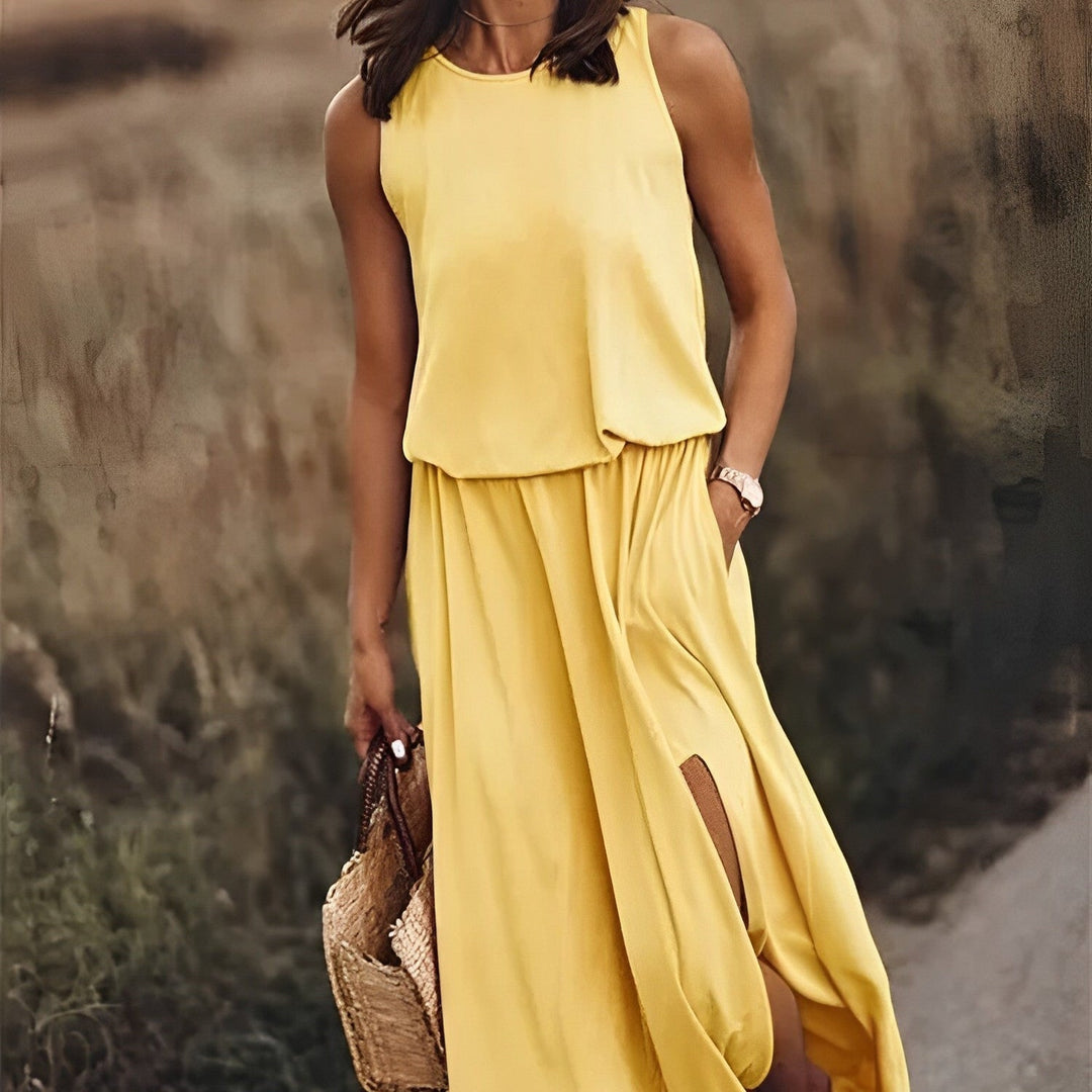 Gianna Sukienka Damska Maxi – Retro Sukienka Bez Rękawów z Zwiewnym Krojem i Letnim Stylem