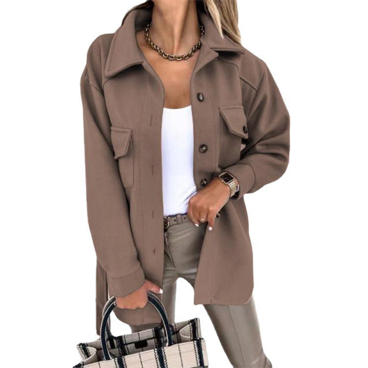 Kayleigh Koszula Damska – Beżowa Oversize o Prostym Kroju, w Stylu Eleganckim i Swobodnym