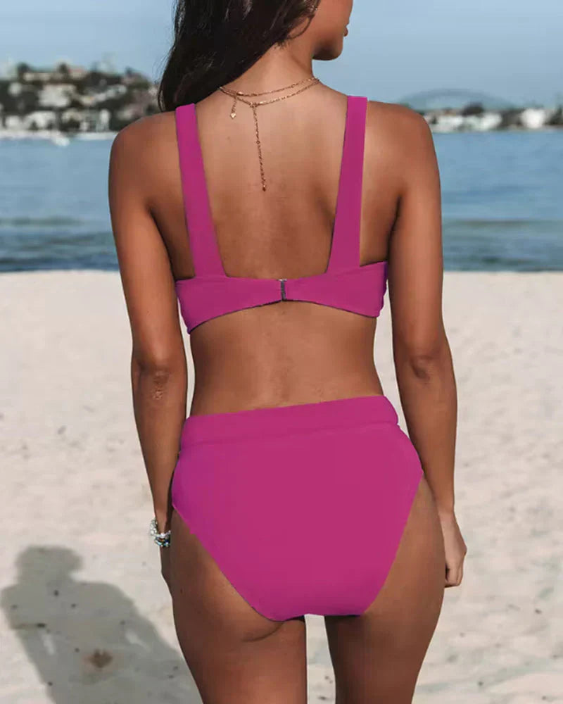 Kobiecy Strój Kąpielowy Tyra – Bikini z Wysokim Stanem o Wyszczuplającym Kroju i Ponadczasowym, Gładkim Designie