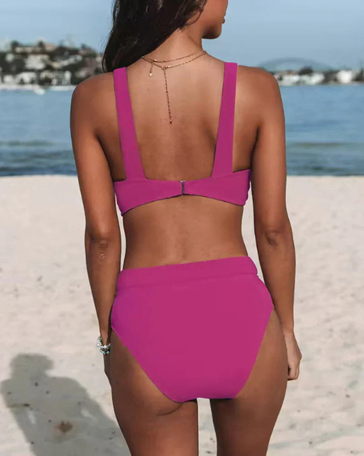 Kobiecy Strój Kąpielowy Tyra – Bikini z Wysokim Stanem o Wyszczuplającym Kroju i Ponadczasowym, Gładkim Designie