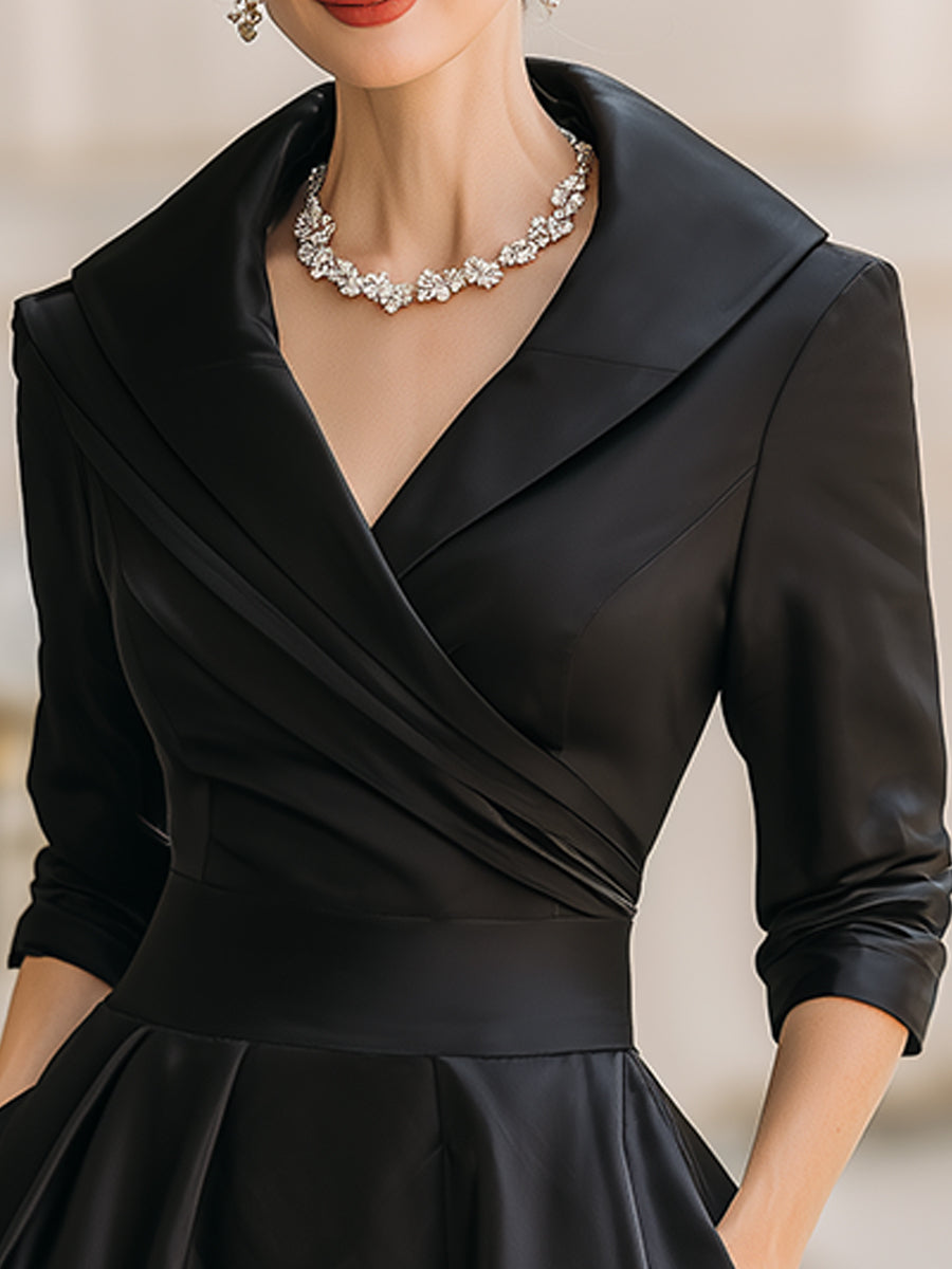Lea | Elegancka sukienka midi z drapowaniem i sylwetką A-line