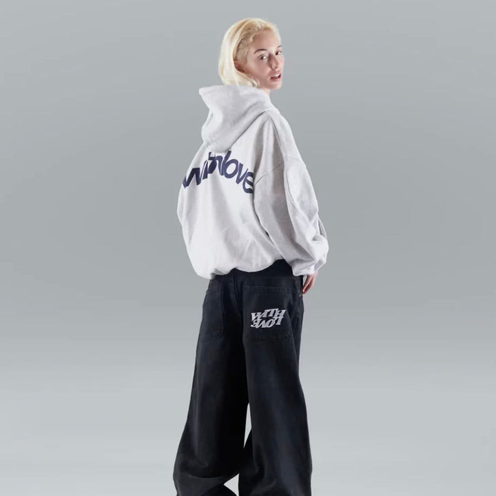 Kenna Bluza z Kapturem Damska – Szary Melanżowy Hoodie 100% Bawełna, Minimalistyczny i Wygodny