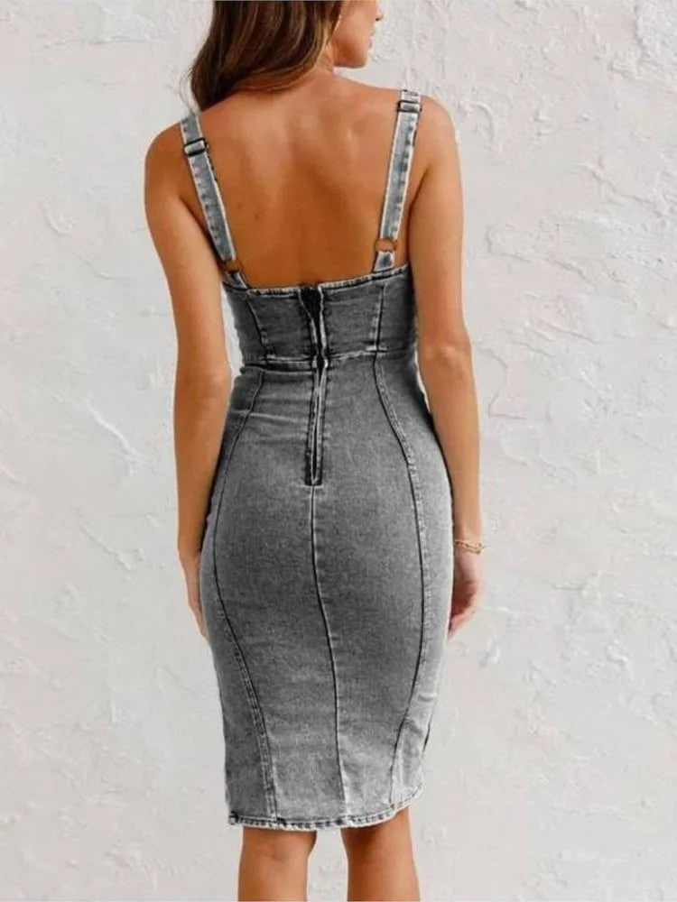 Nevaeh Sukienka Jeansowa Damska – Regulowane Ramiączka, Casualowy i Elegancki Look, Indywidualny Komfort