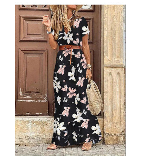 Susan Sukienka Damska w Kwiaty – Elegancka Sukienka z Dekoltem w Serek z Poliestru o Wygodnym Kroju i Szykownym Stylu
