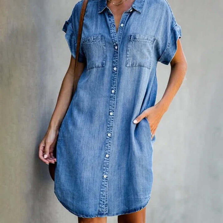 Sukienka Dżinsowa Damska Valérie – Elegancka Sukienka z Denimu z Wyszczuplającym Fasonem i Codziennym Komfortem