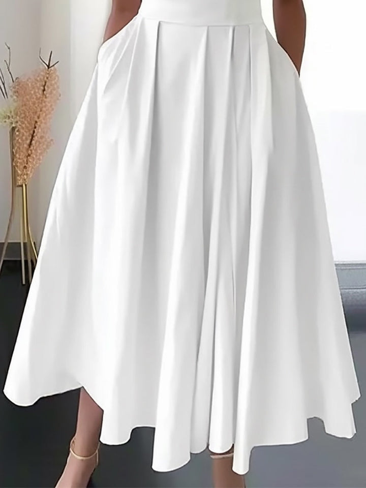 Robe Longue Femme Beatrice – Élégante Robe Blanche avec Décolleté en V pour l’Été et les Événements Spéciaux