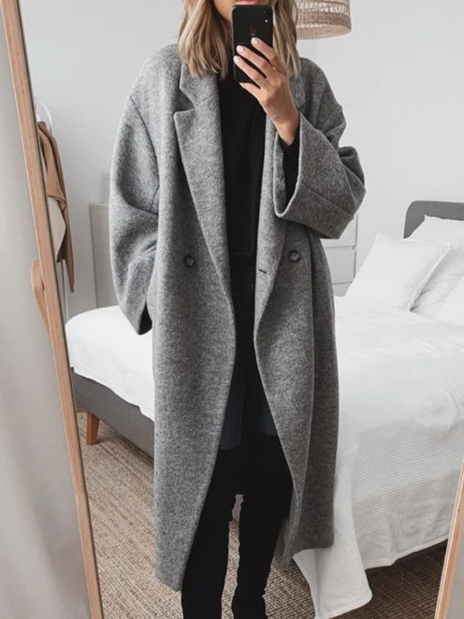 Celia Płaszcz Damski – Długi z Mieszanki Wełny, Elegancki i Nowoczesny Krój Oversize