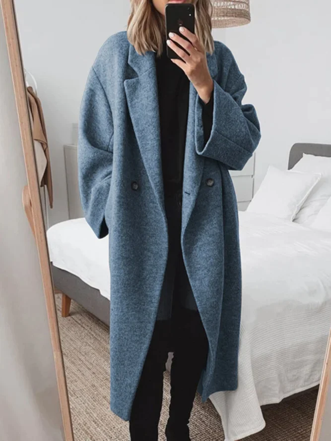 Celia Płaszcz Damski – Długi z Mieszanki Wełny, Elegancki i Nowoczesny Krój Oversize