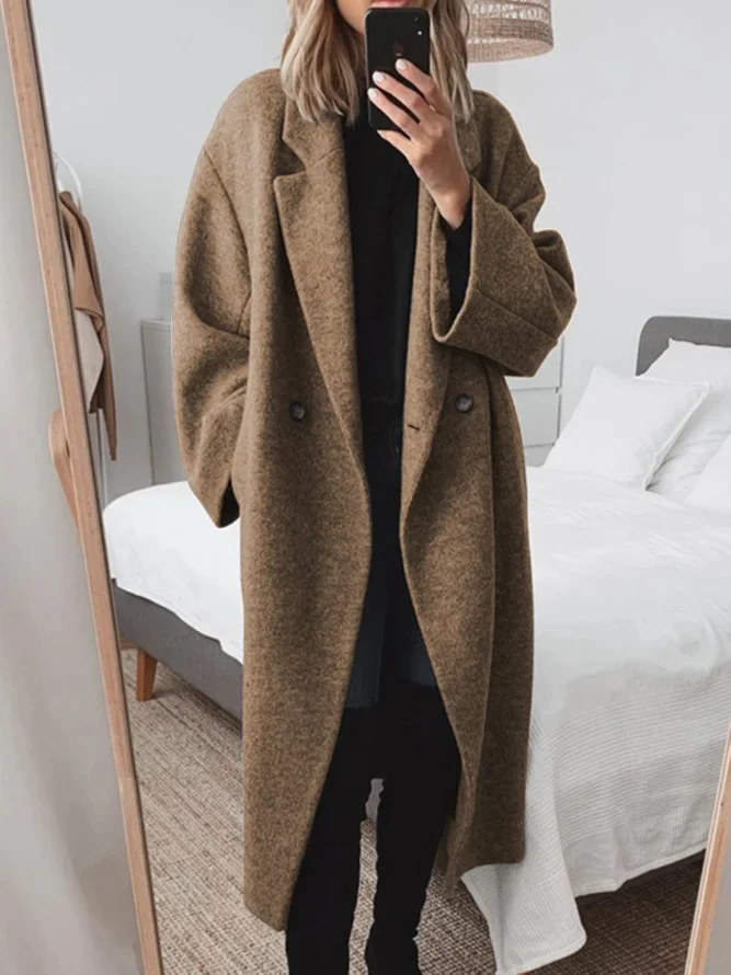 Celia Płaszcz Damski – Długi z Mieszanki Wełny, Elegancki i Nowoczesny Krój Oversize