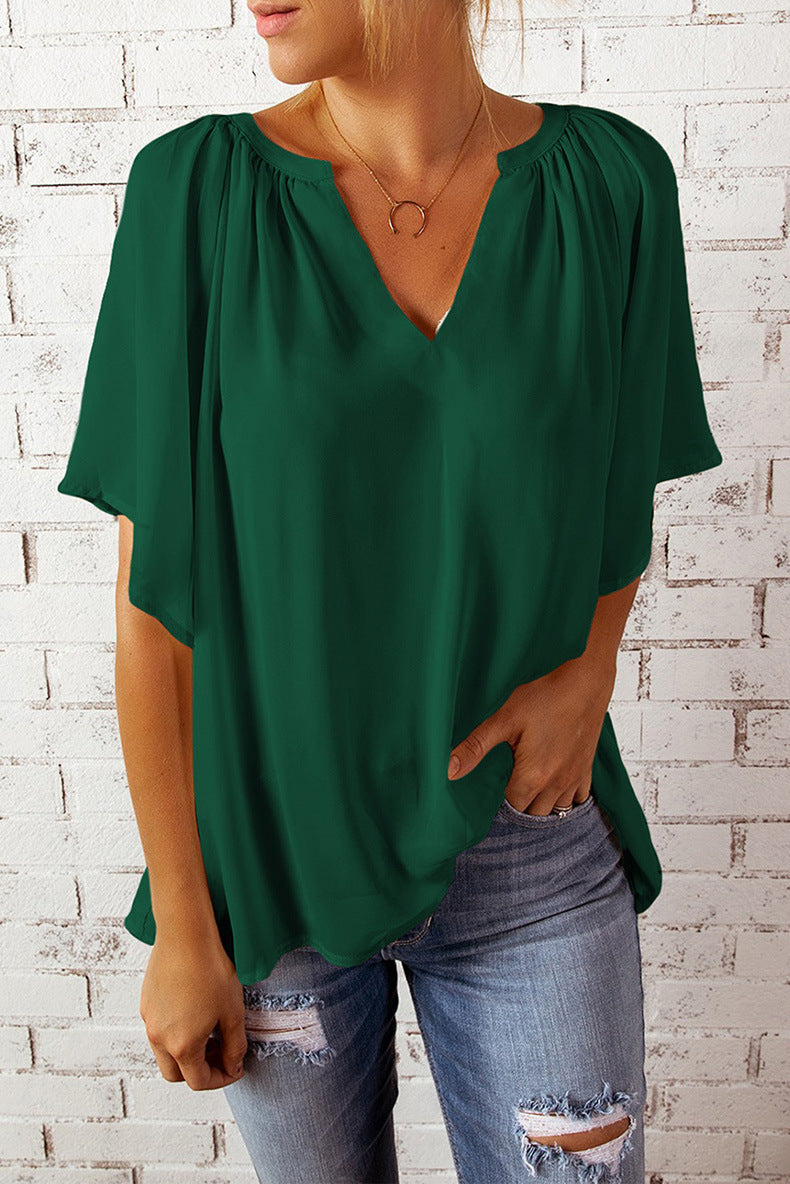 Samara T-Shirt Damski – Wygodna Bluzka z Krótkim Rękawem z Miękkiej Dzianiny i Luźnym Krojem