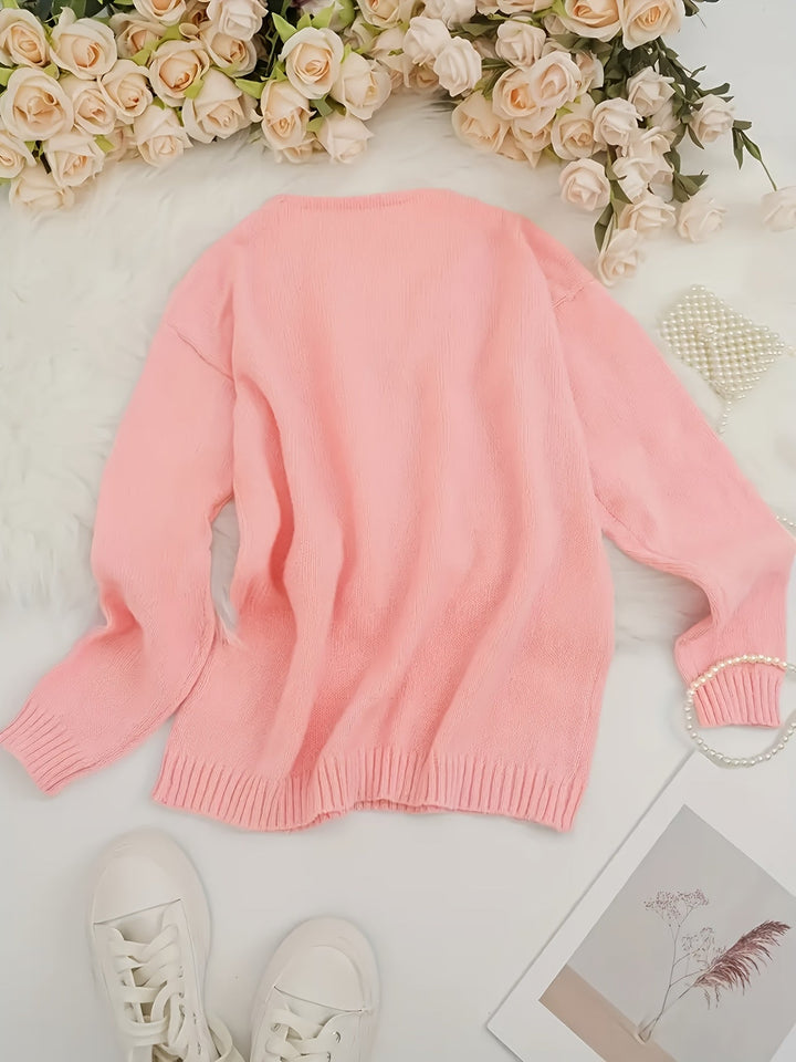 Abby | Klasyczny Lekki Sweter Dzianinowy z Dekoltem w Serek