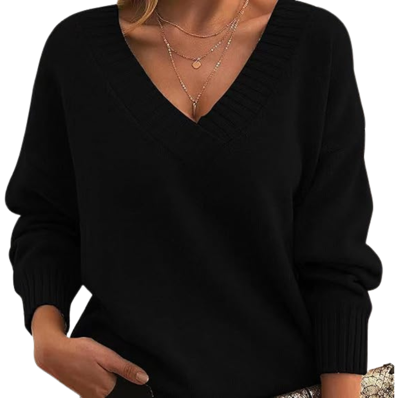 Alicia Luksusowy Kaszmirowy Sweter z Dekoltem w Serek – Elegancja & Komfort na Zimę