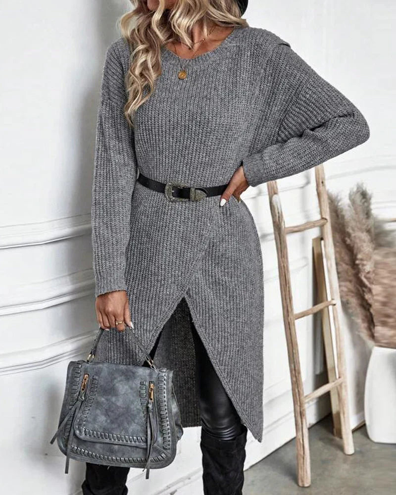Sylvia Sweter Damski – Długi Sweter Elegancki & Wygodny na Codzienny Szykowny Look